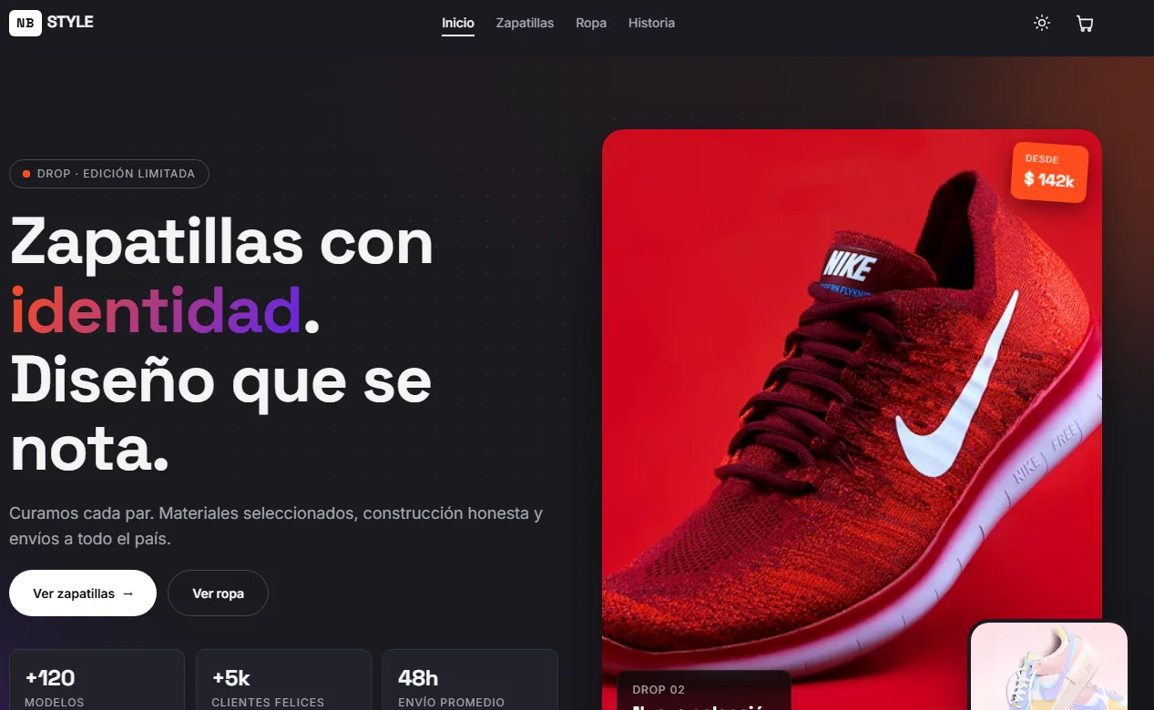 Ecommerce de zapatillas NbStyle